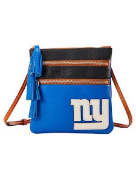 Dooney & Bourke Handbags - Dooney & Bourke NY Giants Triple Zip Pebbled Leather Crossbody Blue NWT $278
